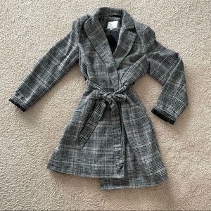 Plaid wool trench coat